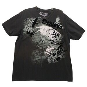 Citizen Earth Shirt Black Mens XL Devious Raven Velvet Graphic Goth